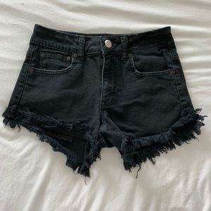 AMERICAN EAGLE Black Cutoff Denim Shorts